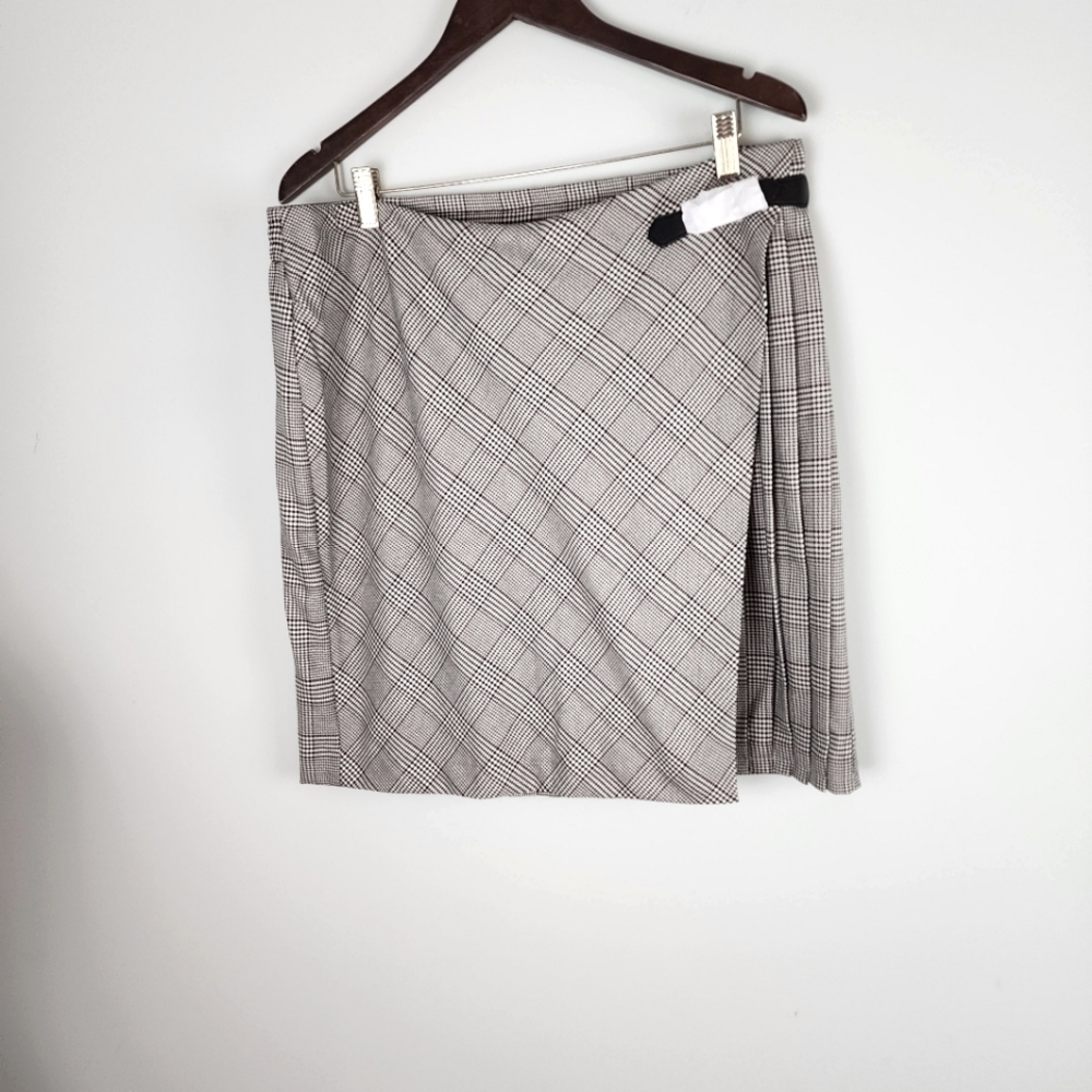 J. Jill Black and Gray Side Slit Pull On Mini Skirt Women’s L Petite NWT